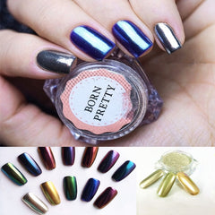 1g/Box Born Pretty Gold Silver Mirror Powder Holographic Powder Nail Glitter Powder Nail Art Sequins Chrome Mirror Polish