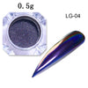 Image of Peacock Holographic Chameleon Nail Glitter Mirror Laser Dust Nail Art Chrome Pigment Powder UV Gel Polish Decoration Black Base