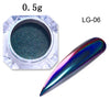 Image of Peacock Holographic Chameleon Nail Glitter Mirror Laser Dust Nail Art Chrome Pigment Powder UV Gel Polish Decoration Black Base