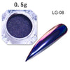 Image of Peacock Holographic Chameleon Nail Glitter Mirror Laser Dust Nail Art Chrome Pigment Powder UV Gel Polish Decoration Black Base