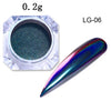 Image of Peacock Holographic Chameleon Nail Glitter Mirror Laser Dust Nail Art Chrome Pigment Powder UV Gel Polish Decoration Black Base