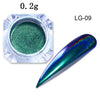 Image of Peacock Holographic Chameleon Nail Glitter Mirror Laser Dust Nail Art Chrome Pigment Powder UV Gel Polish Decoration Black Base