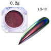 Image of Peacock Holographic Chameleon Nail Glitter Mirror Laser Dust Nail Art Chrome Pigment Powder UV Gel Polish Decoration Black Base