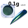 Image of Peacock Holographic Chameleon Nail Glitter Mirror Laser Dust Nail Art Chrome Pigment Powder UV Gel Polish Decoration Black Base