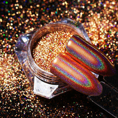 BORN PRETTY Champagne Holographic Nail Glitter Powder Rose Gold Mirror Rainbow Nail Art Chrome Pigment Powder 0.8g UV Gel Polish