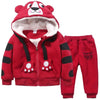 Image of Cute Boys Girls Cartoon Tigers Clothing Suits Baby Plus Velvet Hoodies Pants 2Pcs Sets Kids Toddler Winter Sports Clothes 1-5Yrs